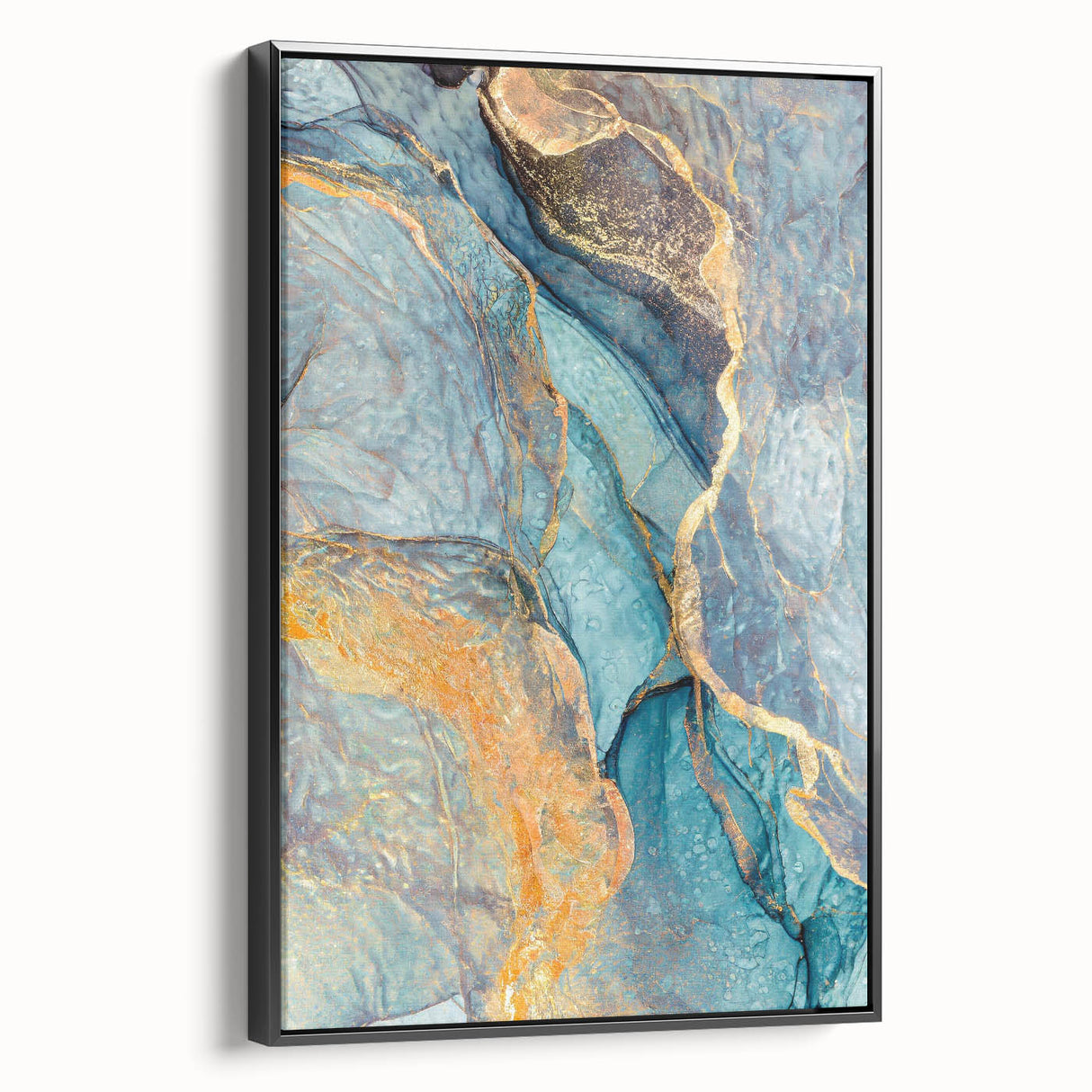 Teal & Gold Marble Abstract Art – Luxurious Glam Wall Décor Statement