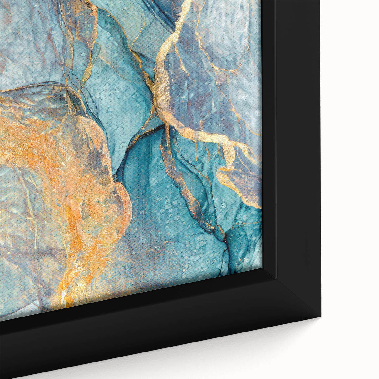 Teal & Gold Marble Abstract Art – Luxurious Glam Wall Décor Statement