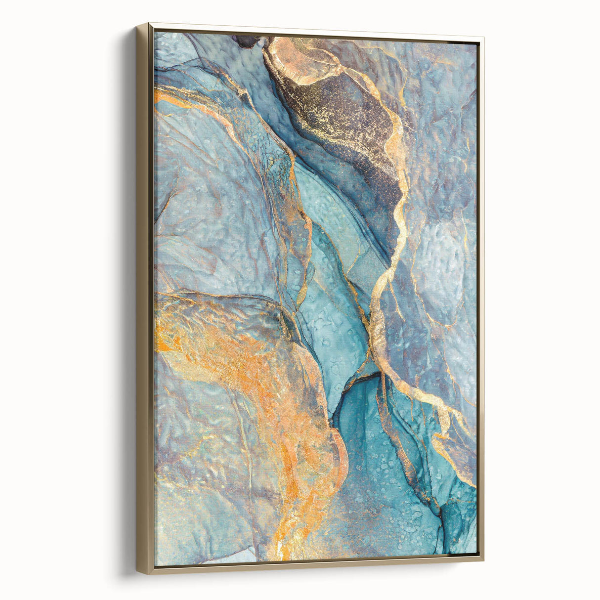 Teal & Gold Marble Abstract Art – Luxurious Glam Wall Décor Statement