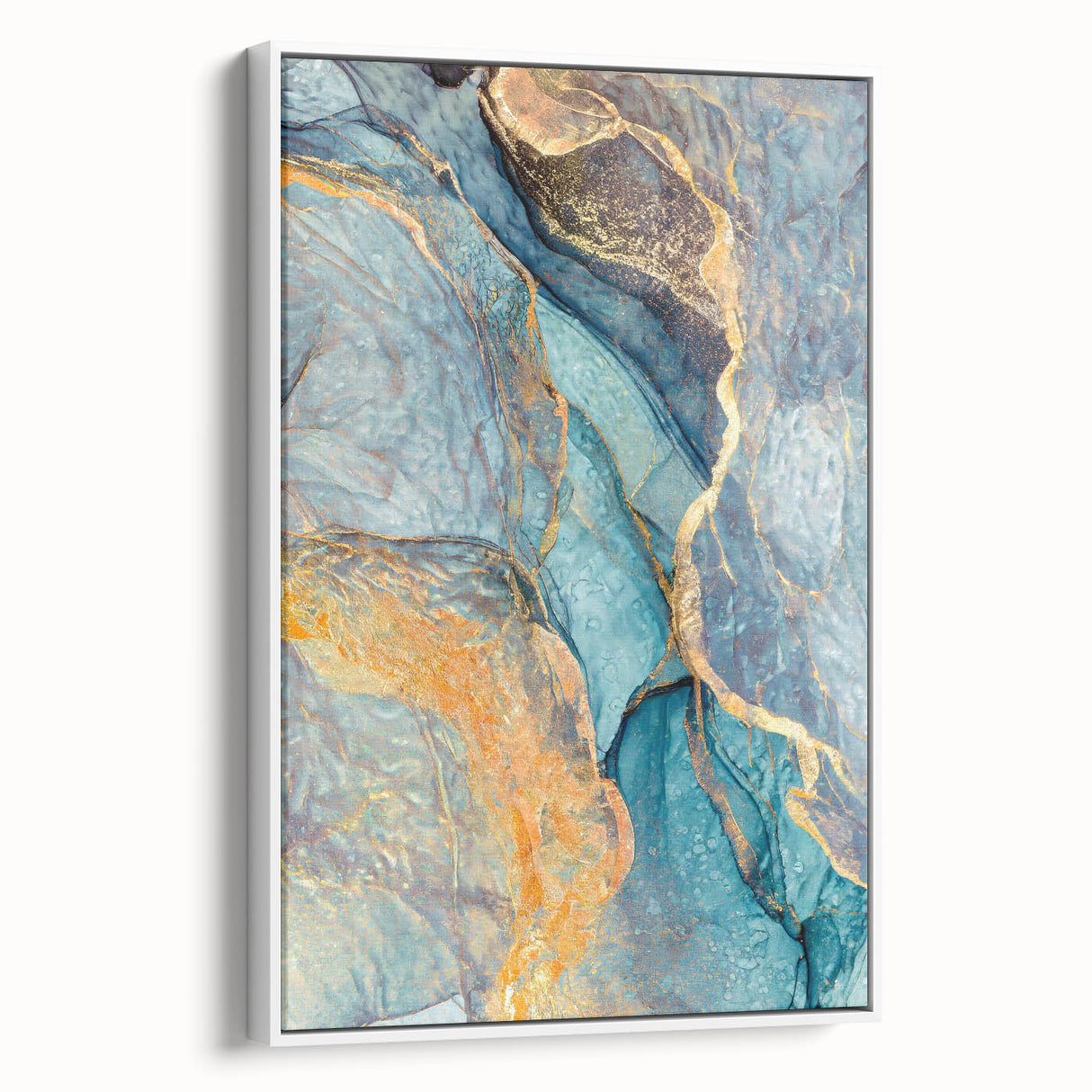 Teal & Gold Marble Abstract Art – Luxurious Glam Wall Décor Statement