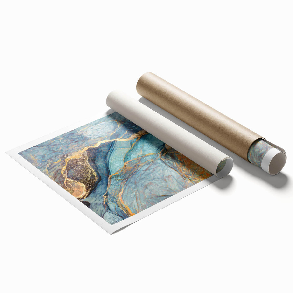Teal & Gold Marble Abstract Art – Luxurious Glam Wall Décor Statement