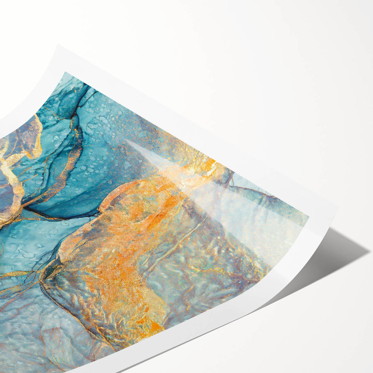 Teal & Gold Marble Abstract Art – Luxurious Glam Wall Décor Statement