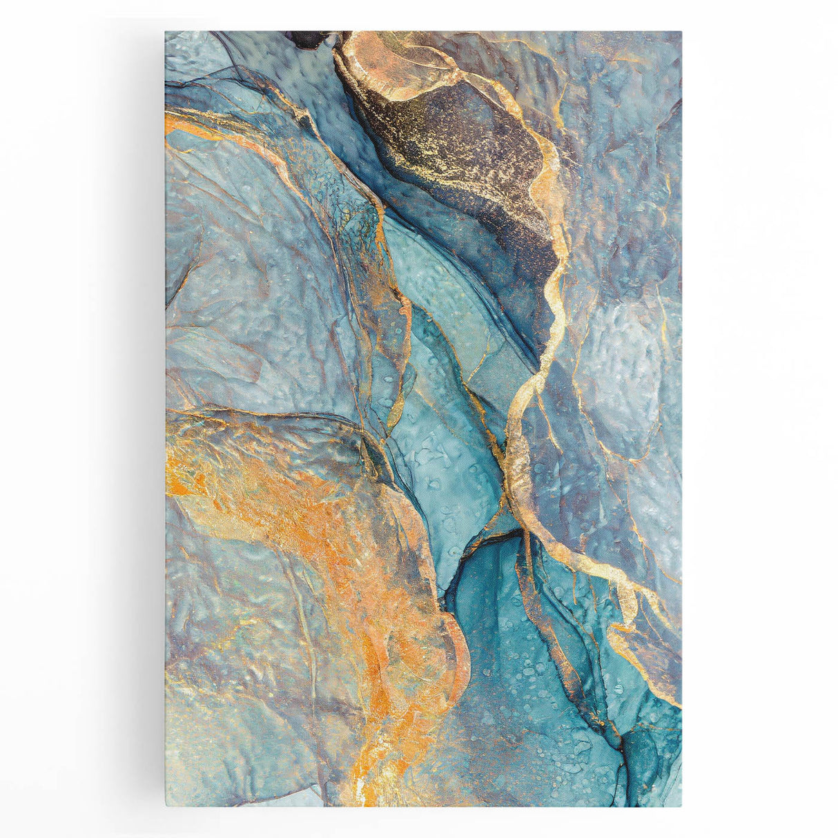 Teal & Gold Marble Abstract Art – Luxurious Glam Wall Décor Statement