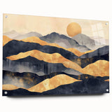 Glamorous Golden Mountain Wall Art – Luxury Modern Landscape Decor