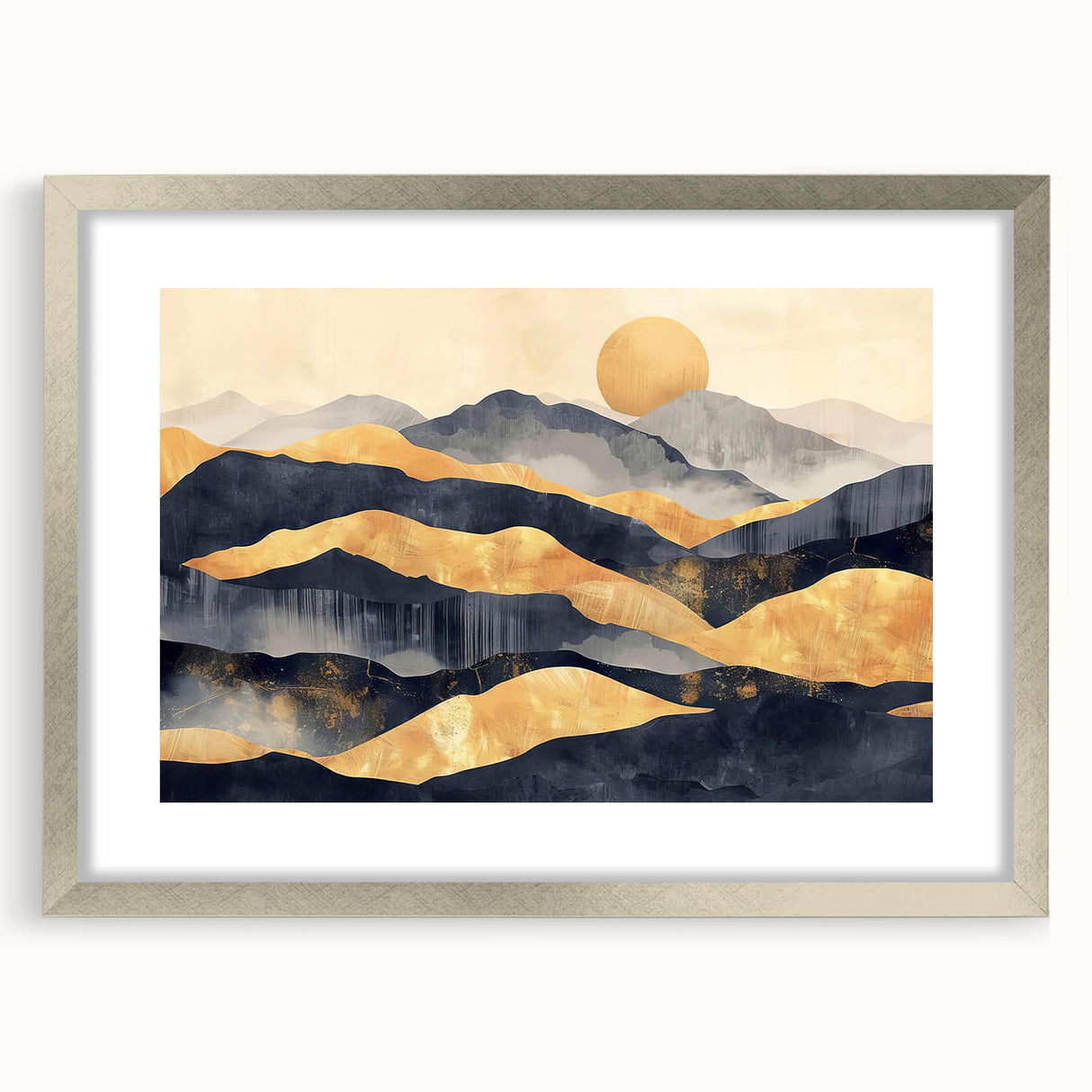 Glamorous Golden Mountain Wall Art – Luxury Modern Landscape Decor
