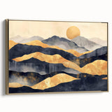 Glamorous Golden Mountain Wall Art – Luxury Modern Landscape Decor