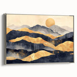 Glamorous Golden Mountain Wall Art – Luxury Modern Landscape Decor