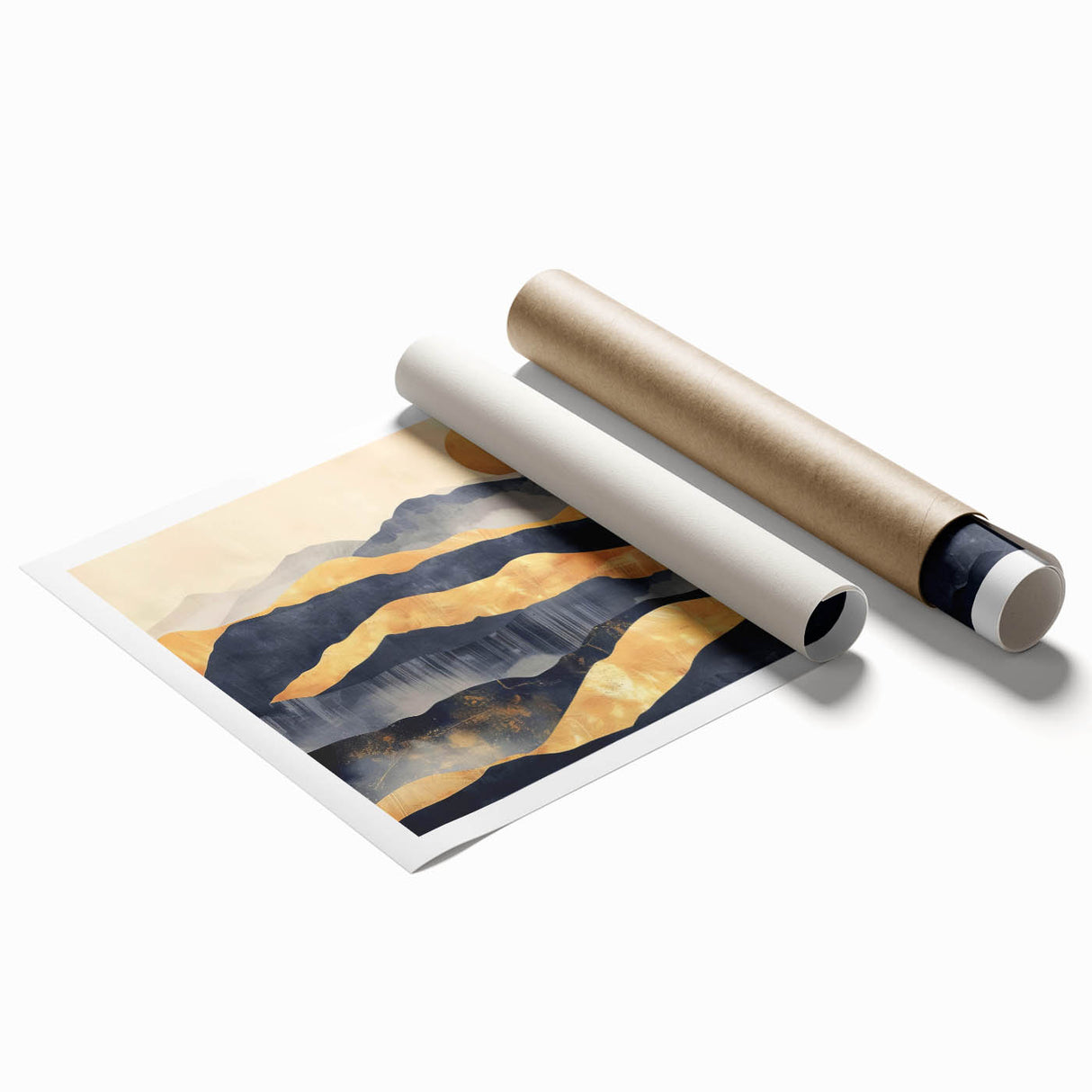 Glamorous Golden Mountain Wall Art – Luxury Modern Landscape Decor