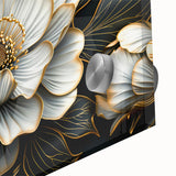 Glamorous Black and Gold Floral Wall Art – Luxury Modern Botanical Decor