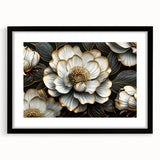 Glamorous Black and Gold Floral Wall Art – Luxury Modern Botanical Decor