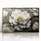 Glamorous Black and Gold Floral Wall Art – Luxury Modern Botanical Decor
