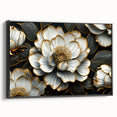 Glamorous Black and Gold Floral Wall Art – Luxury Modern Botanical Decor