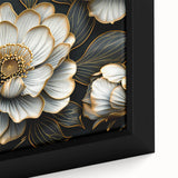 Glamorous Black and Gold Floral Wall Art – Luxury Modern Botanical Decor