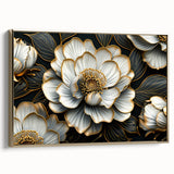 Glamorous Black and Gold Floral Wall Art – Luxury Modern Botanical Decor
