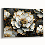 Glamorous Black and Gold Floral Wall Art – Luxury Modern Botanical Decor