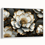 Glamorous Black and Gold Floral Wall Art – Luxury Modern Botanical Decor