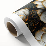 Glamorous Black and Gold Floral Wall Art – Luxury Modern Botanical Decor