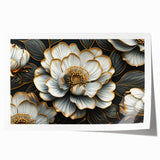 Glamorous Black and Gold Floral Wall Art – Luxury Modern Botanical Decor