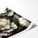 Glamorous Black and Gold Floral Wall Art – Luxury Modern Botanical Decor