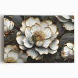 Glamorous Black and Gold Floral Wall Art – Luxury Modern Botanical Decor