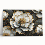 Glamorous Black and Gold Floral Wall Art – Luxury Modern Botanical Decor