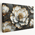 Glamorous Black and Gold Floral Wall Art – Luxury Modern Botanical Decor