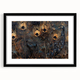 Glamorous Peacock Feather Wall Art – Luxury Black and Gold Decor