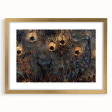 Glamorous Peacock Feather Wall Art – Luxury Black and Gold Decor