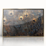 Glamorous Peacock Feather Wall Art – Luxury Black and Gold Decor