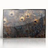 Glamorous Peacock Feather Wall Art – Luxury Black and Gold Decor