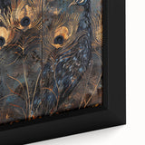 Glamorous Peacock Feather Wall Art – Luxury Black and Gold Decor