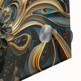 Glamorous Black, Gold, and Teal Floral Wall Art – Luxury Modern Decor