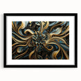 Glamorous Black, Gold, and Teal Floral Wall Art – Luxury Modern Decor
