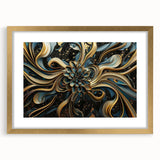 Glamorous Black, Gold, and Teal Floral Wall Art – Luxury Modern Decor