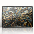 Glamorous Black, Gold, and Teal Floral Wall Art – Luxury Modern Decor
