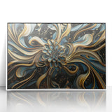 Glamorous Black, Gold, and Teal Floral Wall Art – Luxury Modern Decor