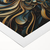Glamorous Black, Gold, and Teal Floral Wall Art – Luxury Modern Decor