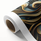 Glamorous Black, Gold, and Teal Floral Wall Art – Luxury Modern Decor