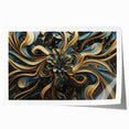 Glamorous Black, Gold, and Teal Floral Wall Art – Luxury Modern Decor