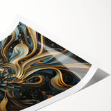 Glamorous Black, Gold, and Teal Floral Wall Art – Luxury Modern Decor