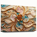 Glamorous Pastel and Gold Floral Wall Art – Luxury Modern Decor