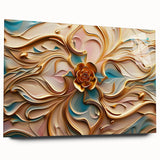 Glamorous Pastel and Gold Floral Wall Art – Luxury Modern Decor