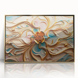 Glamorous Pastel and Gold Floral Wall Art – Luxury Modern Decor