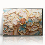 Glamorous Pastel and Gold Floral Wall Art – Luxury Modern Decor