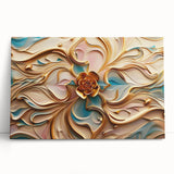 Glamorous Pastel and Gold Floral Wall Art – Luxury Modern Decor
