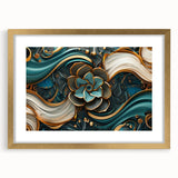 Glamorous Teal and Gold Floral Wall Art – Luxury Modern Decor