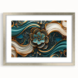 Glamorous Teal and Gold Floral Wall Art – Luxury Modern Decor