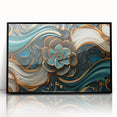Glamorous Teal and Gold Floral Wall Art – Luxury Modern Decor