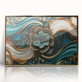 Glamorous Teal and Gold Floral Wall Art – Luxury Modern Decor