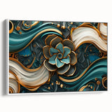 Glamorous Teal and Gold Floral Wall Art – Luxury Modern Decor